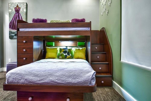 Thiết kế giường ngủ chung cho nhà có 2 bé