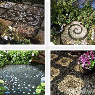 Trang trí sân vườn đẹp theo phong cách mosaic