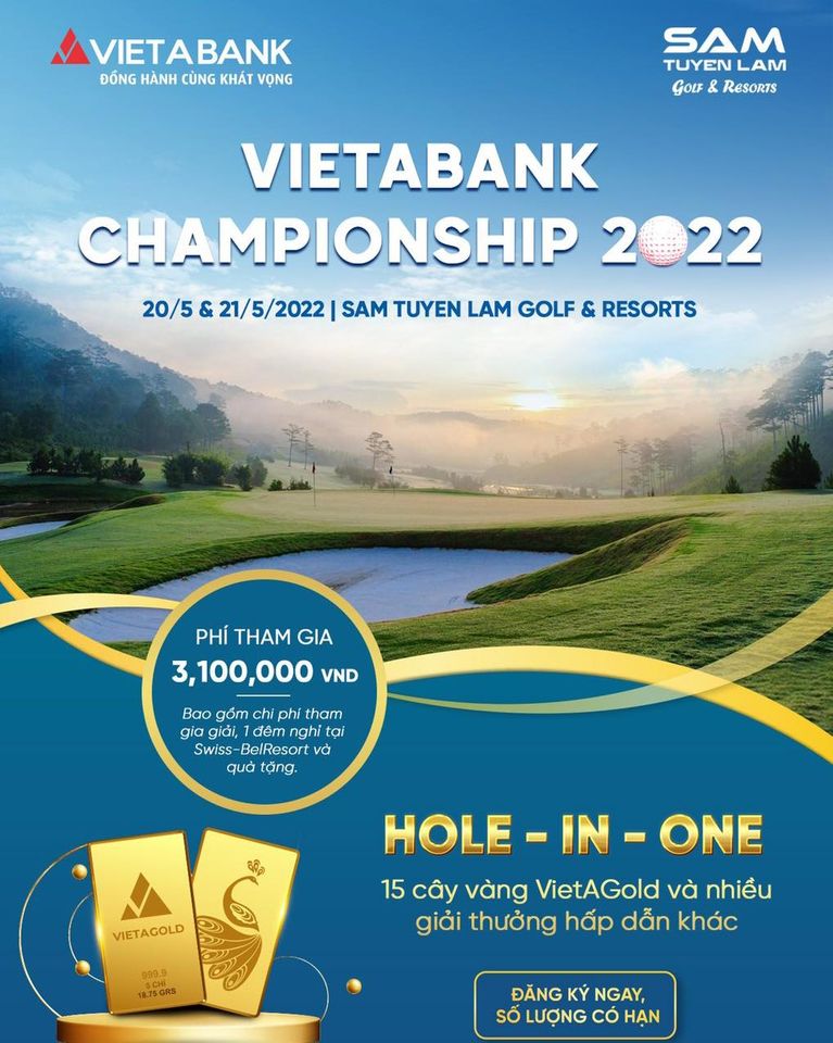 Giải golf VietABank Championship 2022 sẽ diễn ra trong 2 ngày 20-21/5 với nhiều giải thưởng hấp dẫn