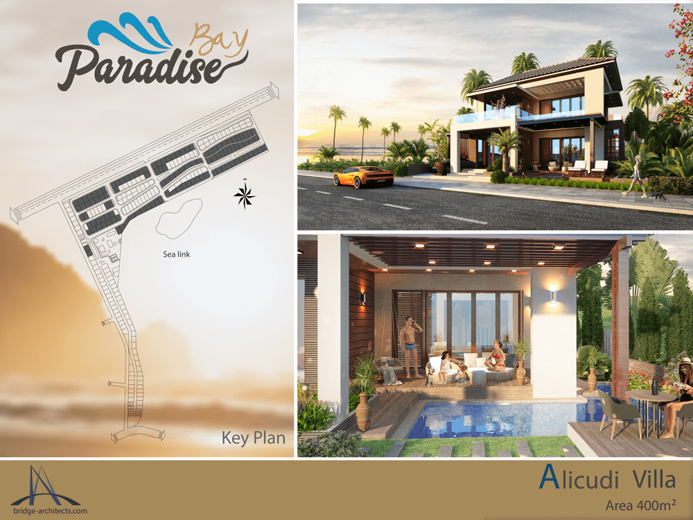 Mặt bằng và phối cảnh căn biệt thự Adiculi của dự án Paradise Bay Phan Thiết