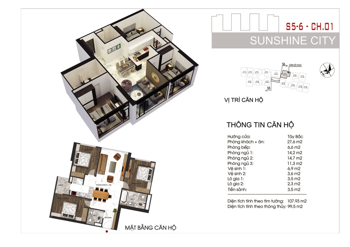 Mặt bằng căn hộ điển hình (căn hộ 01) tại dự án Sunshine City Saigon quận 7