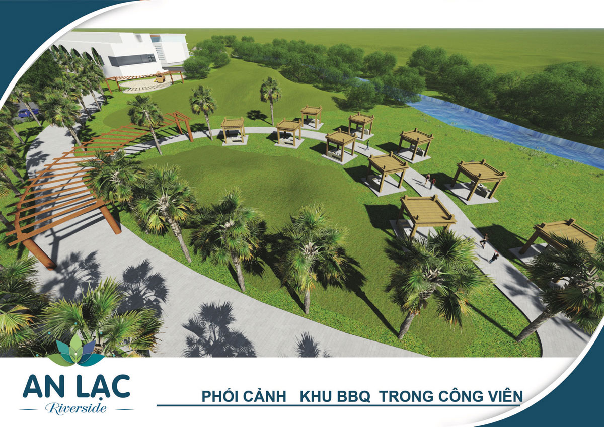 Phối cảnh khu BBQ trong công viên trung tâm dự án An Lạc Riverside