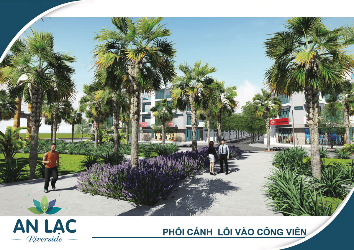 Phối cảnh lối vào công viên dự án khu dân cư An Lạc Riverside