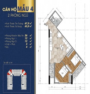 Thiết kế chi tiết căn hộ 1 – 2 phòng ngủ dự án Thịnh Gia Tower