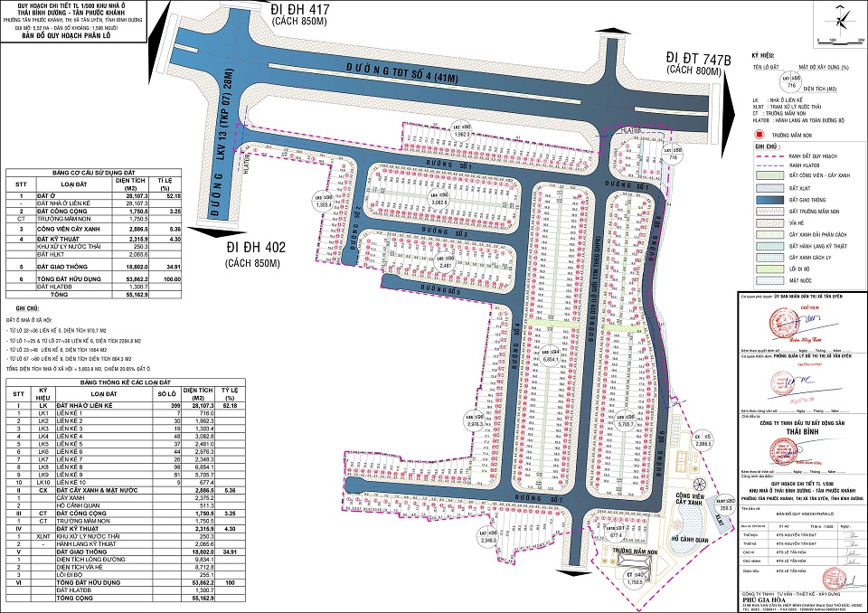 Mặt bằng phân khu dự án An Phát Luxury thuộc quy hoạch chi tiết tỷ lệ 1/500 khu nhà ở Thái Bình Dương – Tân Phước Khánh (tên thương mại: Tân Phước Khánh Village)