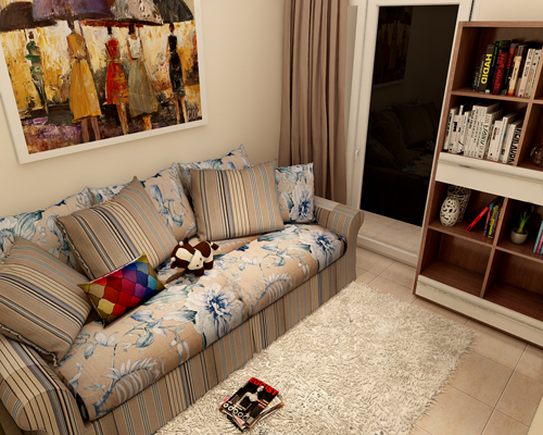 Phòng khách cổ điển với sofa màu nâu trầm 2