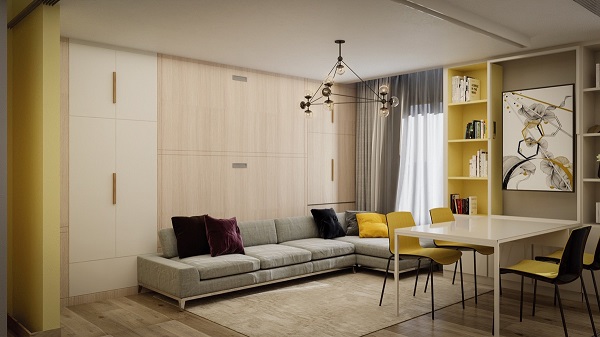 Không gian sống hiện đại trong căn hộ 45 m2