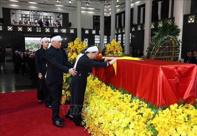 Xúc động hình ảnh vợ, con và gia đình trước linh cữu Tổng Bí thư Nguyễn Phú Trọng