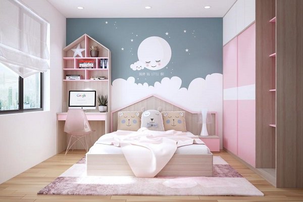 Giấy dán tường phòng ngủ màu hồng: Những tông màu hồng pastel nhẹ nhàng và tươi mới là xu hướng giấy dán tường trong năm
