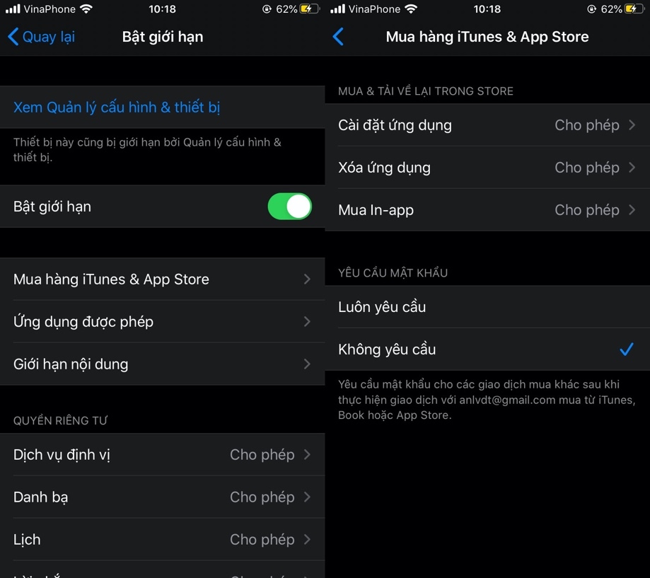 Bước 5: Bây giờ, bạn chọn Deleting Apps (Xóa ứng dụng) ngay bên dưới phần Store purchases & redownloads (Mua và tải về trong Store).