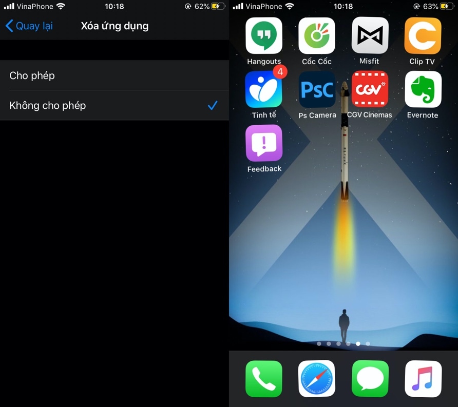 Bước 6: Cuối cùng, bạn chọn Don’t allow (Không cho phép) để chặn xóa ứng dụng.