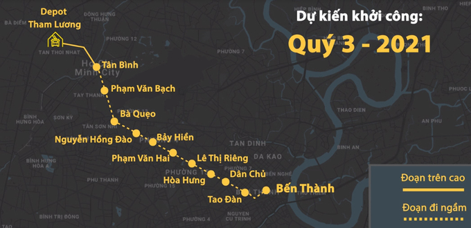 Sơ đồ tuyến Metro Số 2. Ảnh: Thanh Huyền.