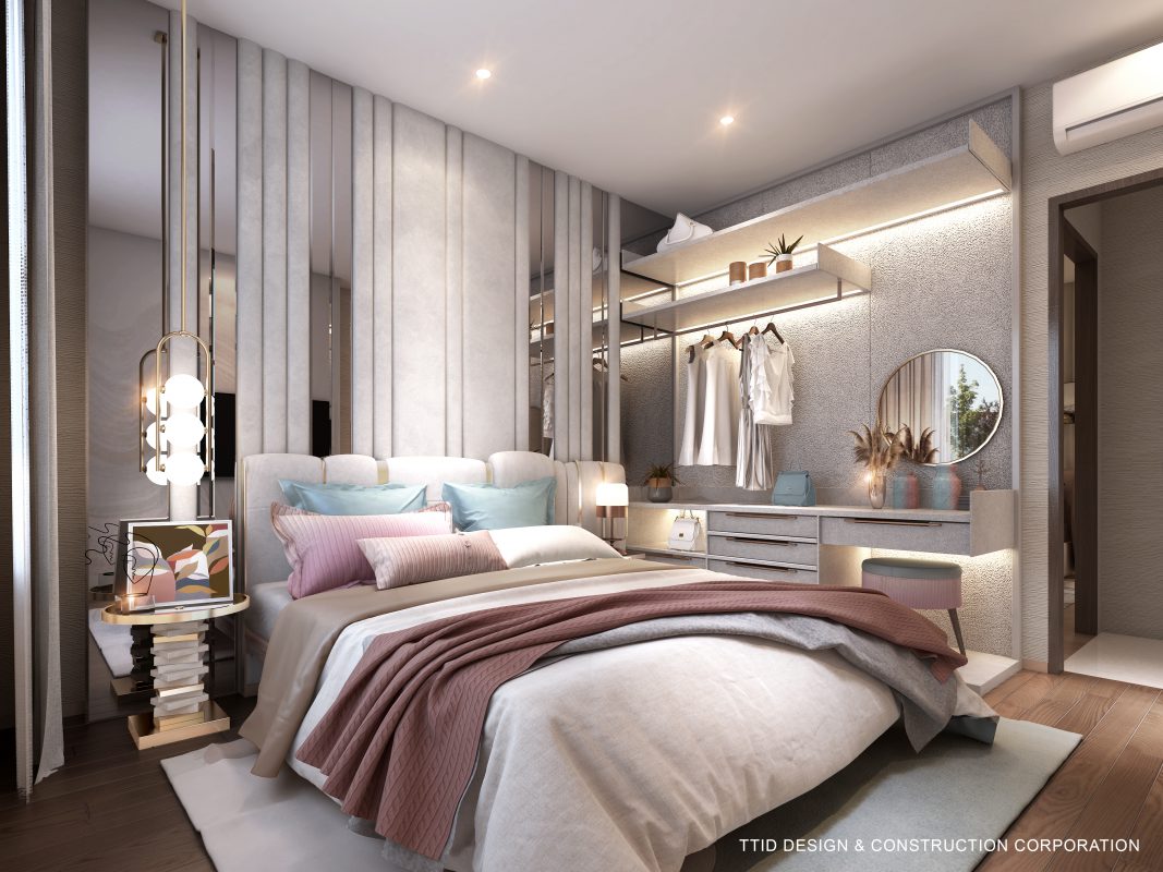 Phòng ngủ căn hộ mẫu 3 phòng ngủ dự án The Rivana Bình Dương
