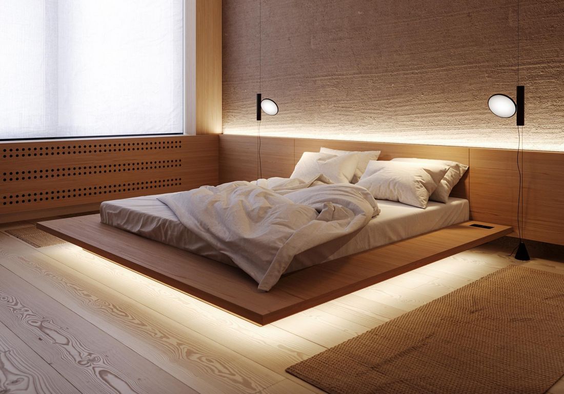 Trang trí đèn LED cho giường ngủ bay lơ lửng - CafeLand.Vn