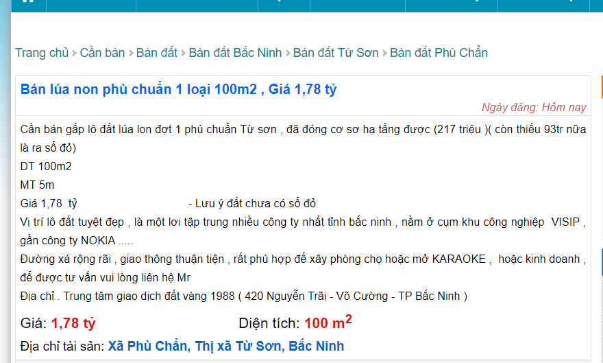 Bắc Ninh: Đất lúa non không sổ đỏ đắt không ngờ, giá đất nông nghiệp ở mức cao