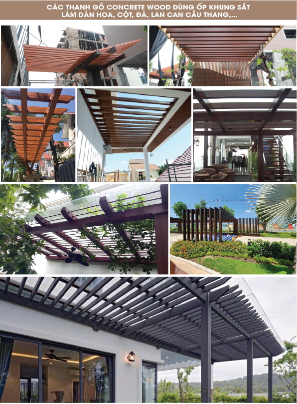 Thanh gỗ conwood được sử dụng cho các công trình ngoài trời như dàn hoa