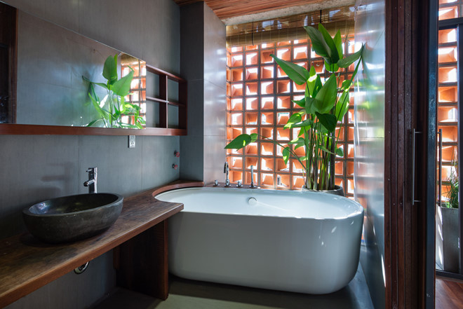 Gạch bánh ú được sự dụng cho không gian phòng tắm