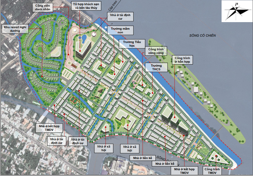 Vĩnh Long: Quy hoạch chi tiết 1/500 Khu đô thị Cồn Chim với resort, khách sạn, cáp treo