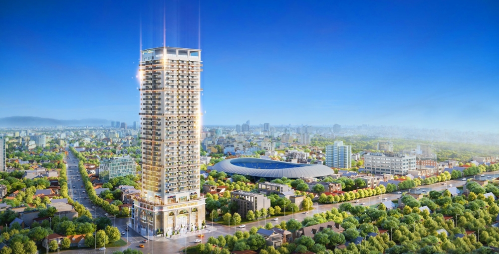 Căn hộ chung cư Thái Nguyên Tower — phối cảnh tổng thể tòa nhà 35 tầng tại trung tâm TP. Thái Nguyên