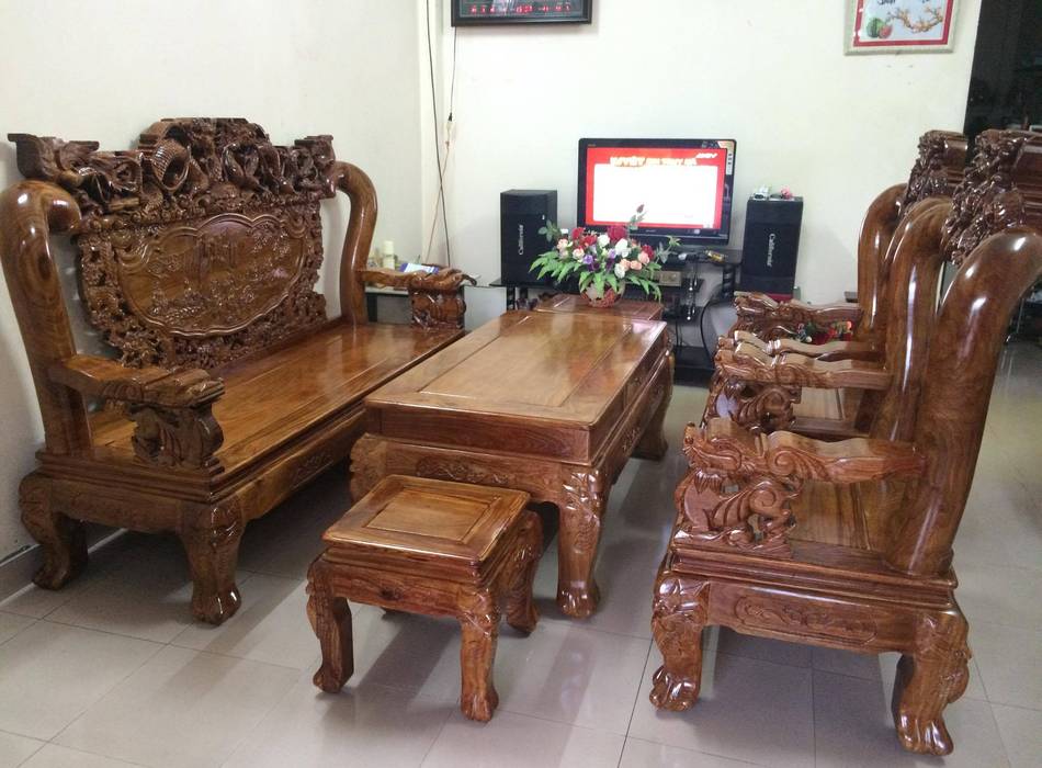 Những mẫu bàn ghế gỗ phòng khách đơn giản hiện đại