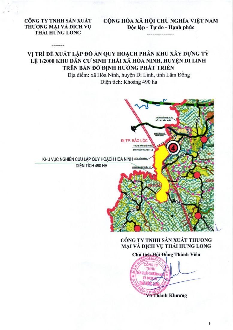 Lâm Đồng cho phép Công ty Thái Hưng Long tài trợ lập quy hoạch khu vực 490 ha tại huyện Di Linh