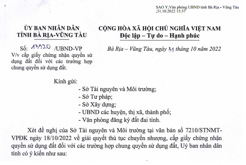 Bà Rịa - Vũng Tàu: Xem xét việc cấp sổ đỏ đối với các trường hợp chung quyền sử dụng đất