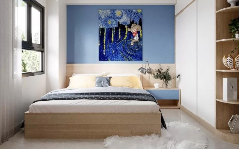 Mẫu tranh màu xanh biển hợp treo phòng ngủ mệnh Thủy