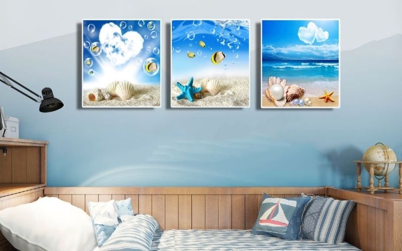 Tranh con vật đại dương đáng yêu thích hợp treo phòng ngủ cho bé