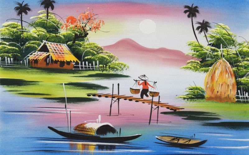 Tranh ao làng quê hương