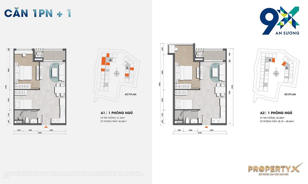 Thiết kế căn hộ điển hình tại dự án 9X An Sương