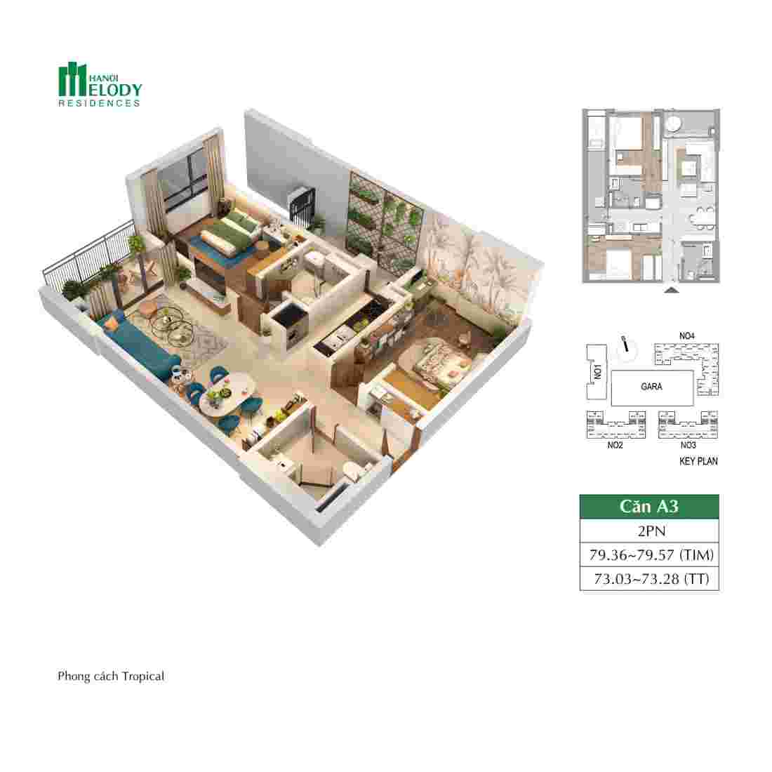 Thiết kế căn hộ điển hình tại dự án Hanoi Melody Residences