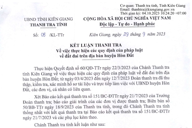 Thanh tra ra sai phạm tách sổ hàng trăm lô đất thủy sản ở Kiên Giang