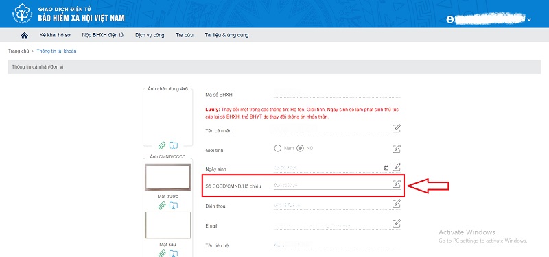 Nhấn vào ảnh để phóng to Hướng dẫn cập nhật CCCD trên ứng dụng VssID ngay tại nhà