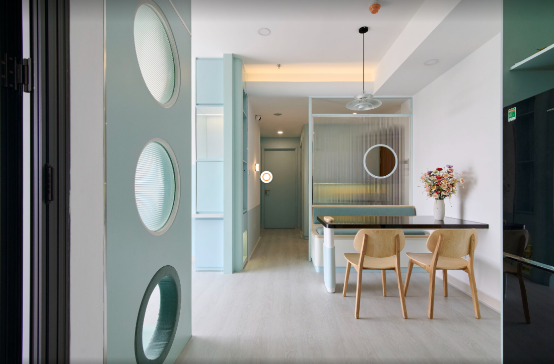 Căn hộ nhỏ gọn thiết kế đa năng với gam màu pastel dành cho 3 thành viên tại Bình Dương Căn hộ nhỏ gọn thiết kế đa năng với gam màu pastel dành cho 3 thành viên tại Bình Dương