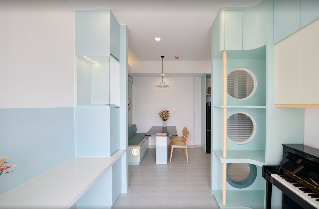Căn hộ nhỏ gọn thiết kế đa năng với gam màu pastel dành cho 3 thành viên tại Bình Dương Căn hộ nhỏ gọn thiết kế đa năng với gam màu pastel dành cho 3 thành viên tại Bình Dương