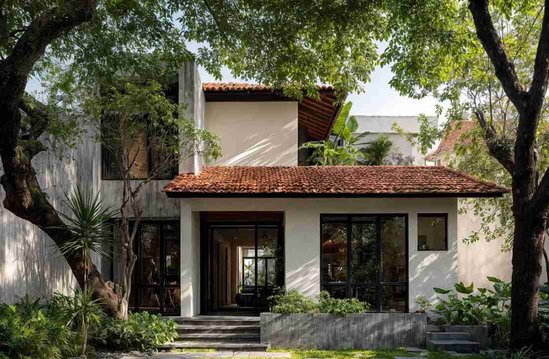 Nhà chữ L Tây Ninh: Mặt ngoài bê tông bên trong kiên cố, bên trong khoảng rỗng đôi ôm trọn thiên nhiên