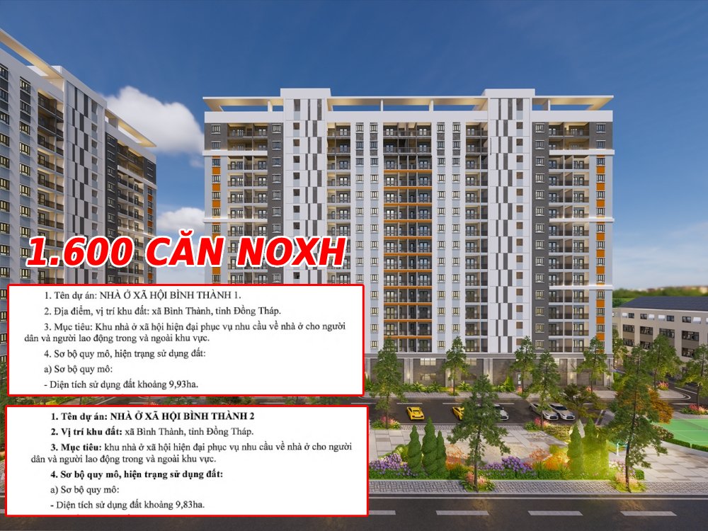 Đồng Tháp công bố thông tin 2 dự án nhà ở xã hội quy mô hơn 1.600 căn