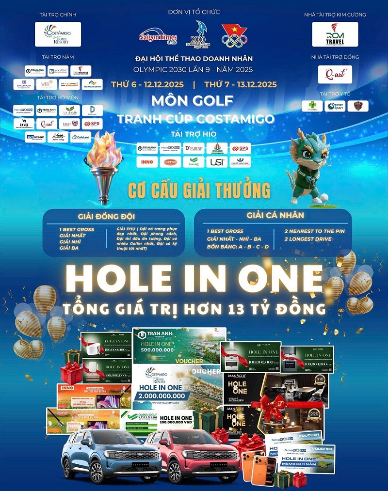 Ngày 12-13/12: Diễn ra giải golf tranh cup Costamigo tại Novaworld Phan Thiết