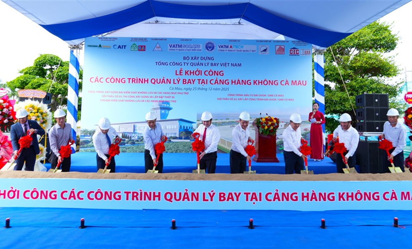 Khởi công 2 gói thầu các công trình quản lý bay tại Cảng hàng không Cà Mau