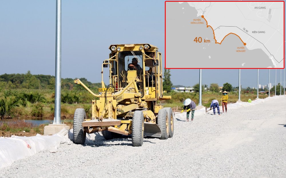 Đang làm tuyến đường ven biển dài 40km tại An Giang