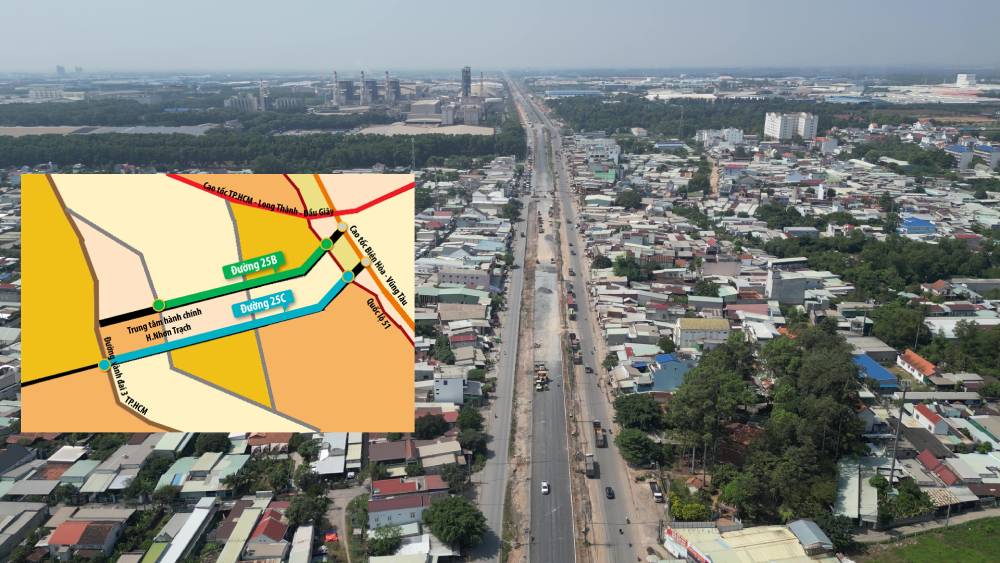 Đang thi công 2 tuyến đường chạy song song kết nối đến sân bay Long Thành