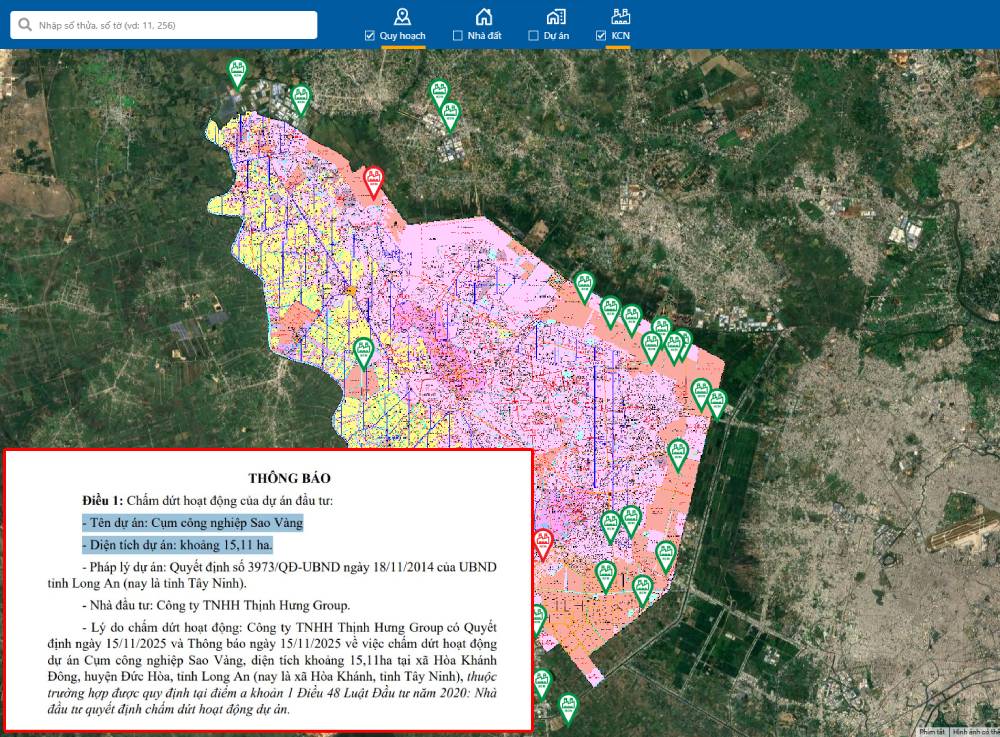 Chấm dứt hoạt động cụm công nghiệp quy mô hơn 15ha tại Tây Ninh