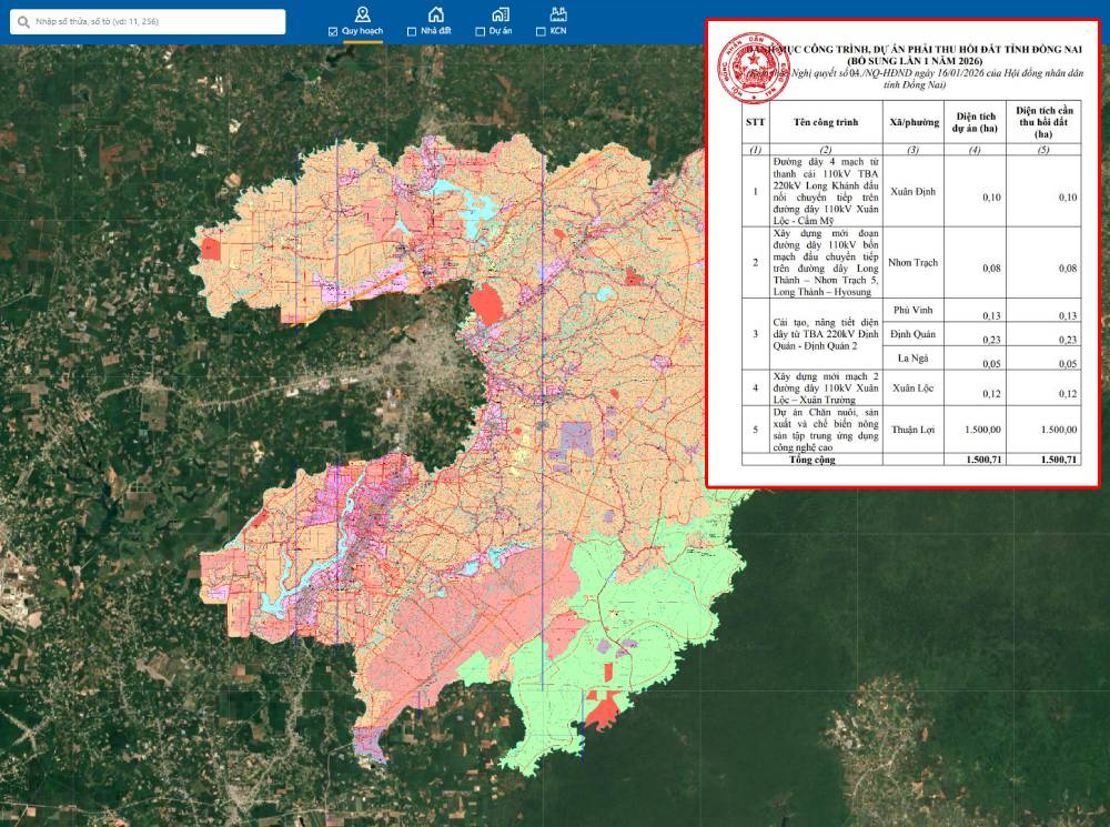 DANH SÁCH 5 công trình, dự án sẽ THU HỒI ĐẤT năm 2026 tại Đồng Nai
