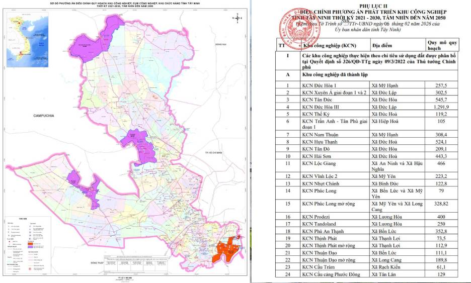 Toàn cảnh quy hoạch khu công nghiệp Tây Ninh đến năm 2030