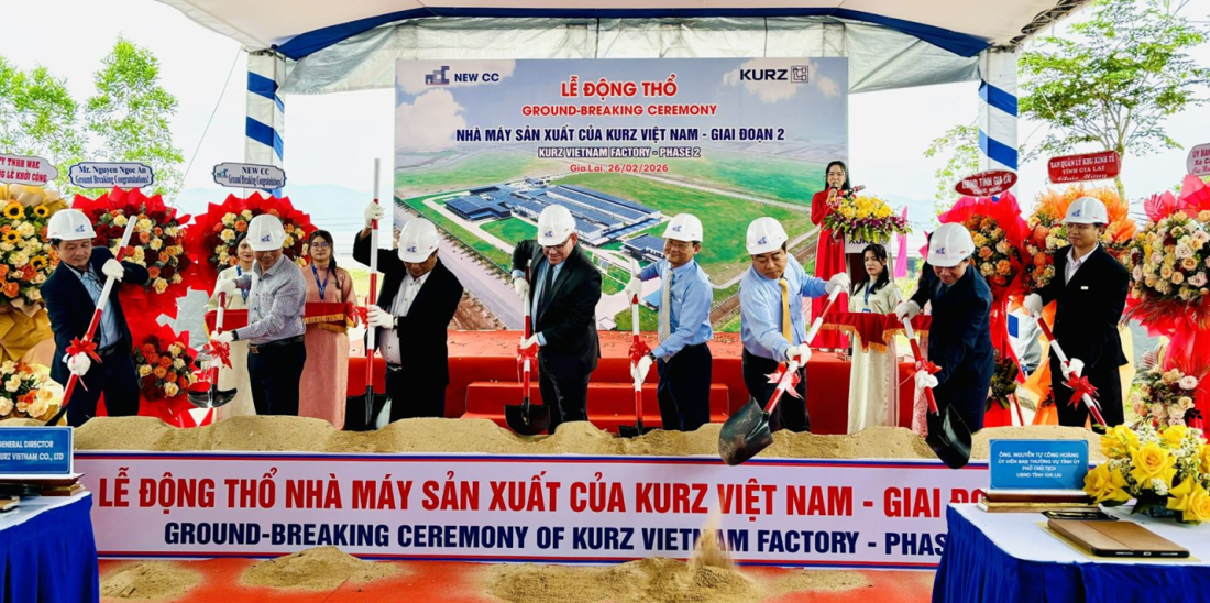 Gia Lai động thổ nhà máy giai đoạn 2 của KURZ Việt Nam, vốn đầu tư tăng 830 tỷ đồng