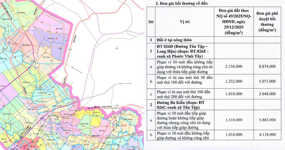 Đang niêm yết lấy ý kiến người dân Cần Giuộc về phương án bồi thường tuyến đường hơn 120.000 tỷ đồng