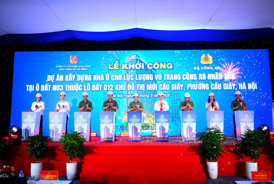 Hà Nội khởi công dự án nhà ở dành cho lực lượng vũ trang CAND- Ảnh 1.