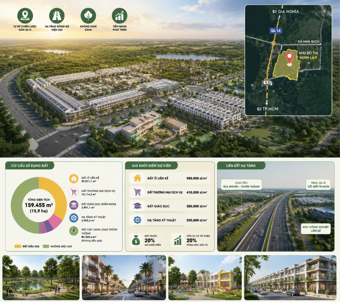 Đồng Nai sắp đấu giá 159.455m2 đất ở Chơn Thành