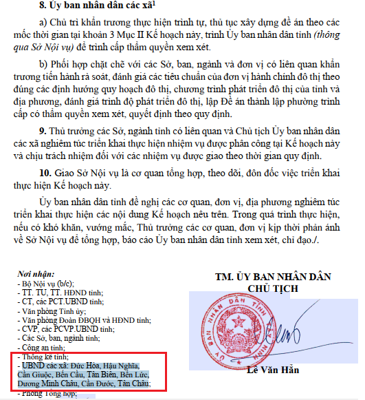 Tây Ninh quy hoạch xã lên phường: Đức Hòa, Hậu Nghĩa, Cần Giuộc, Bến Cầu, Tân Biên, Bến Lức, Dương Minh Châu, Cần Đước và Tân Châu- Ảnh 1.
