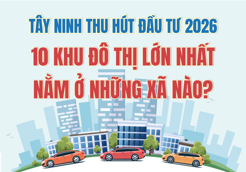 Tây Ninh thu hút đầu tư 2026: 10 khu đô thị lớn nhất nằm ở những xã nào?
